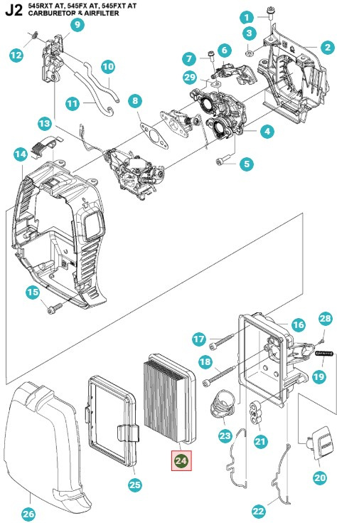 Filtre à air Husqvarna 545RXT AutoTune, 545FX, FXT AutoTune