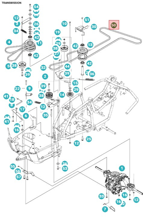 Courroie de transmission R111B, 111B5, 112C, 112C5, ProFlex 18,20,21