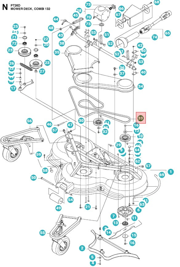 Courroie d'entraînement Combi 132 P550D, PT26D