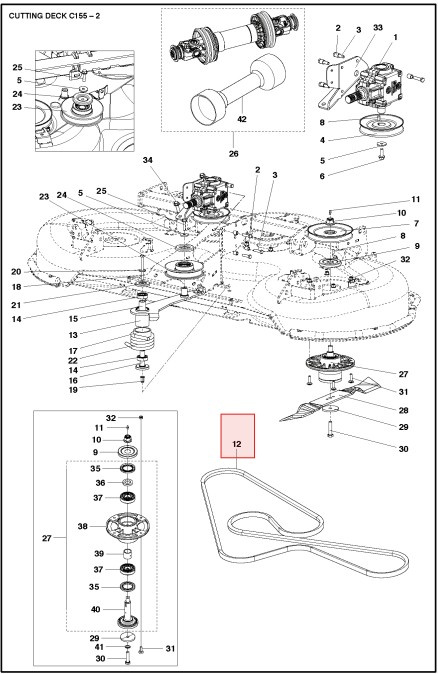 Courroie plateau Husqvarna C155 (967293901)