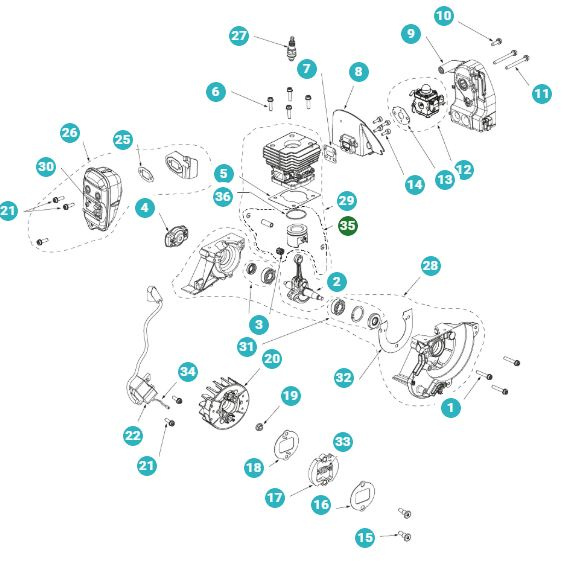 Jeu de pistons Husqvarna 129R, 129C, 129LK, 325R