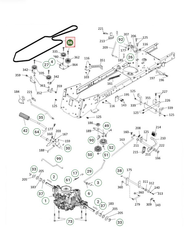 Courroie d’entraînement Husqvarna TC142, TC238, TC239T, TC242, TC338, etc