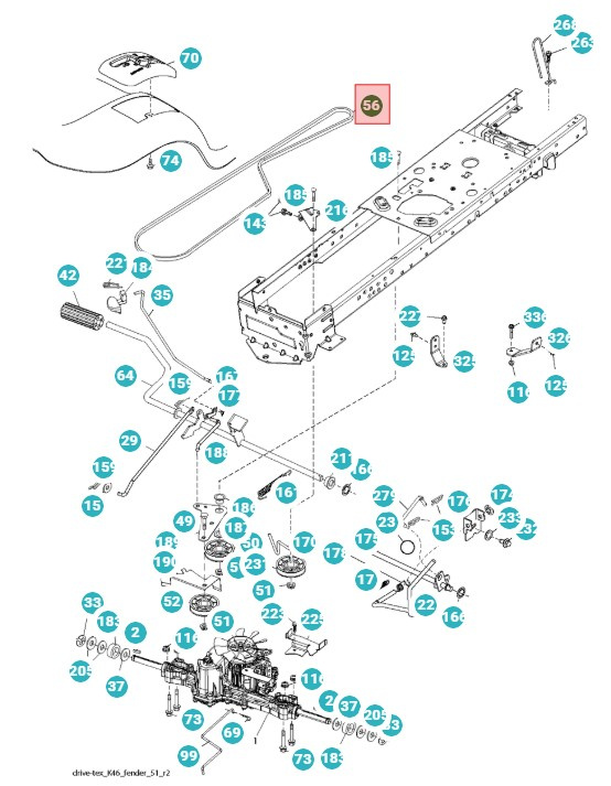 Sangle Husqvarna LTH154, LTH151, Jonsered LT2218A2, LT2216A2