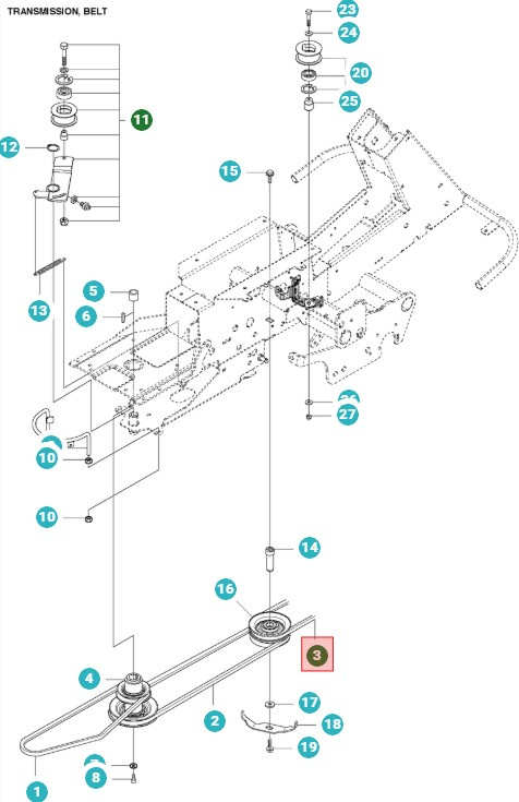 Courroie Husqvarna Rider Proflex 21, 422Ts AWD