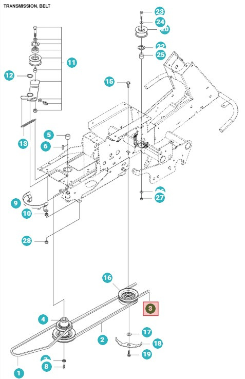 Courroie P524, Rider 418, Pro 15, Pro 18, Proflex 21
