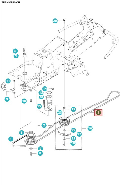 Kit de courroie Rider 316, 318 320, 15V2, FR 2216